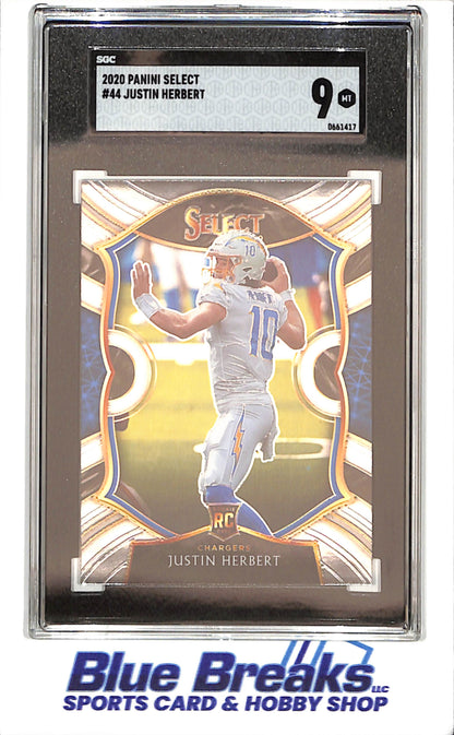 2020 Panini Select - Justin Herbert - RC - SGC 9 - Los Angeles Chargers - Football - #44