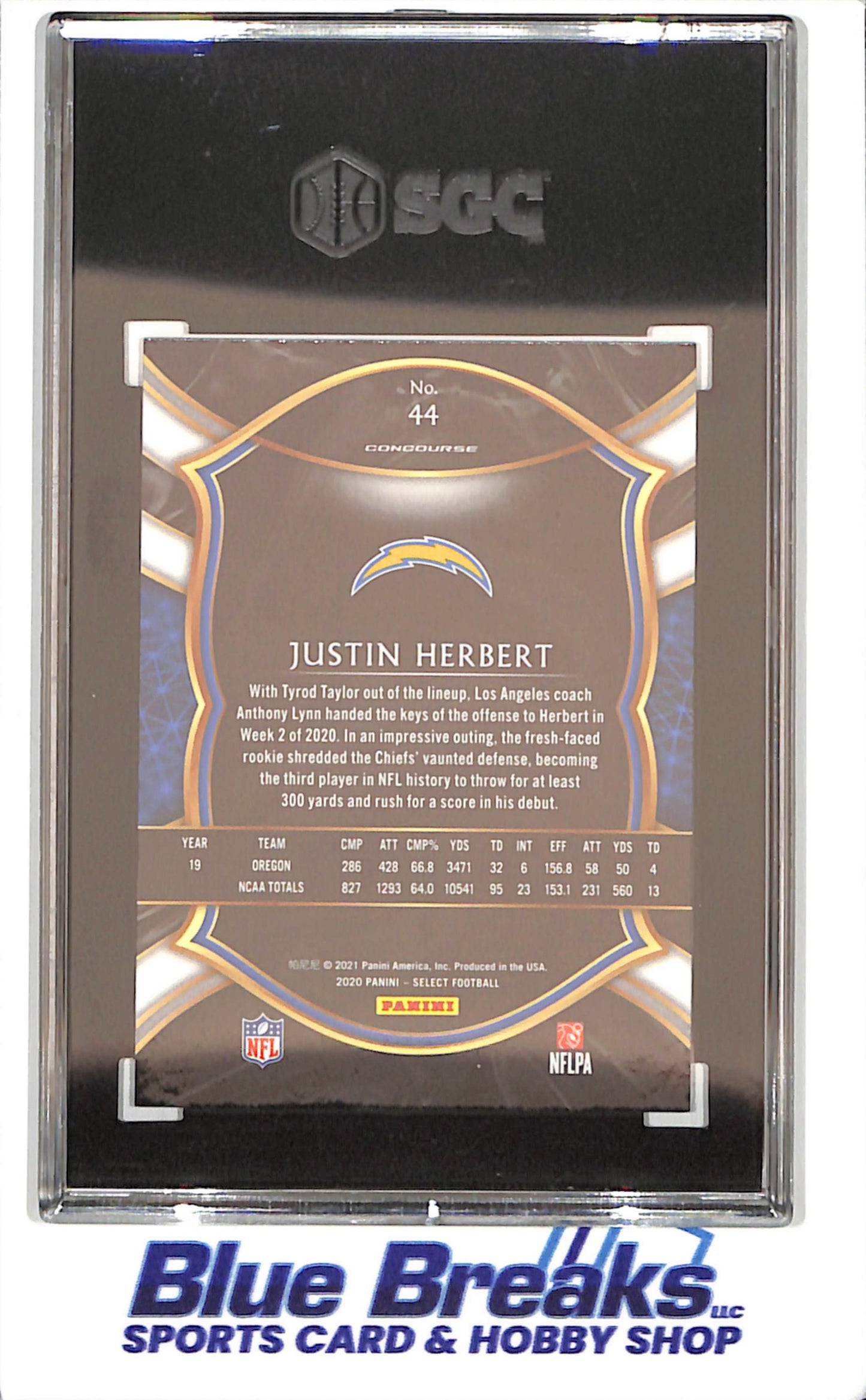 2020 Panini Select - Justin Herbert - RC - SGC 9 - Los Angeles Chargers - Football - #44