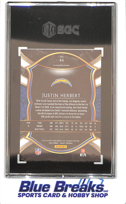 2020 Panini Select - Justin Herbert - RC - SGC 9 - Los Angeles Chargers - Football - #44