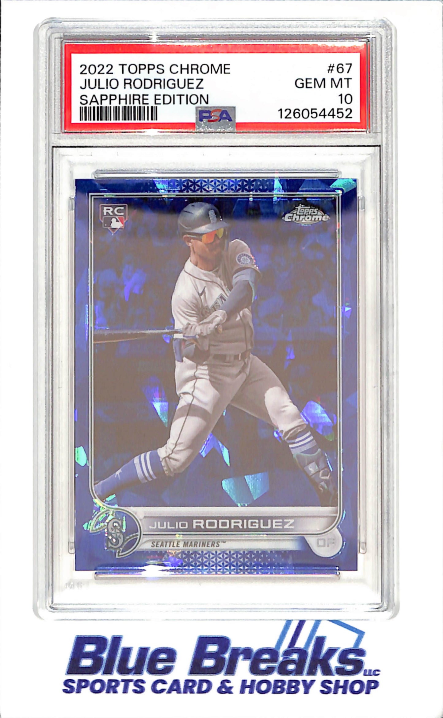 2022 Topps Chrome Sapphire Edition - Julio Rodriguez - RC - PSA 10 - Seattle Mariners - Baseball - #67