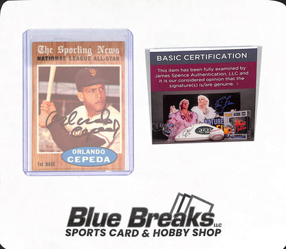 1962 Topps - Sporting News - Orlando Cepeda - In person Autograph - San Francisco Giants - Baseball - JSA Authentication - #390