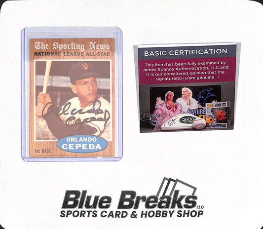 1962 Topps - Sporting News - Orlando Cepeda - In person Autograph - San Francisco Giants - Baseball - JSA Authentication - #390