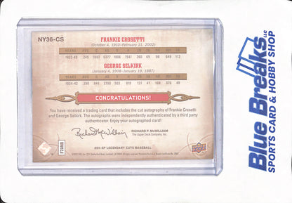 2011 Legendary Cuts - Franklin Crosetti - George Selkirk - New York Yankees - Baseball - 5/10 - #NY36-CS