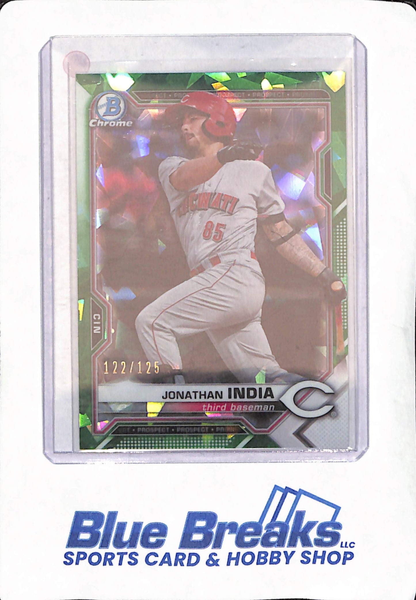 2021 Bowman Chrome Sapphire - Jonathan India - Cincinnati Reds - Baseball - Green - 122/125 - #BCP-45