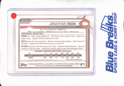 2021 Bowman Chrome Sapphire - Jonathan India - Cincinnati Reds - Baseball - Green - 122/125 - #BCP-45