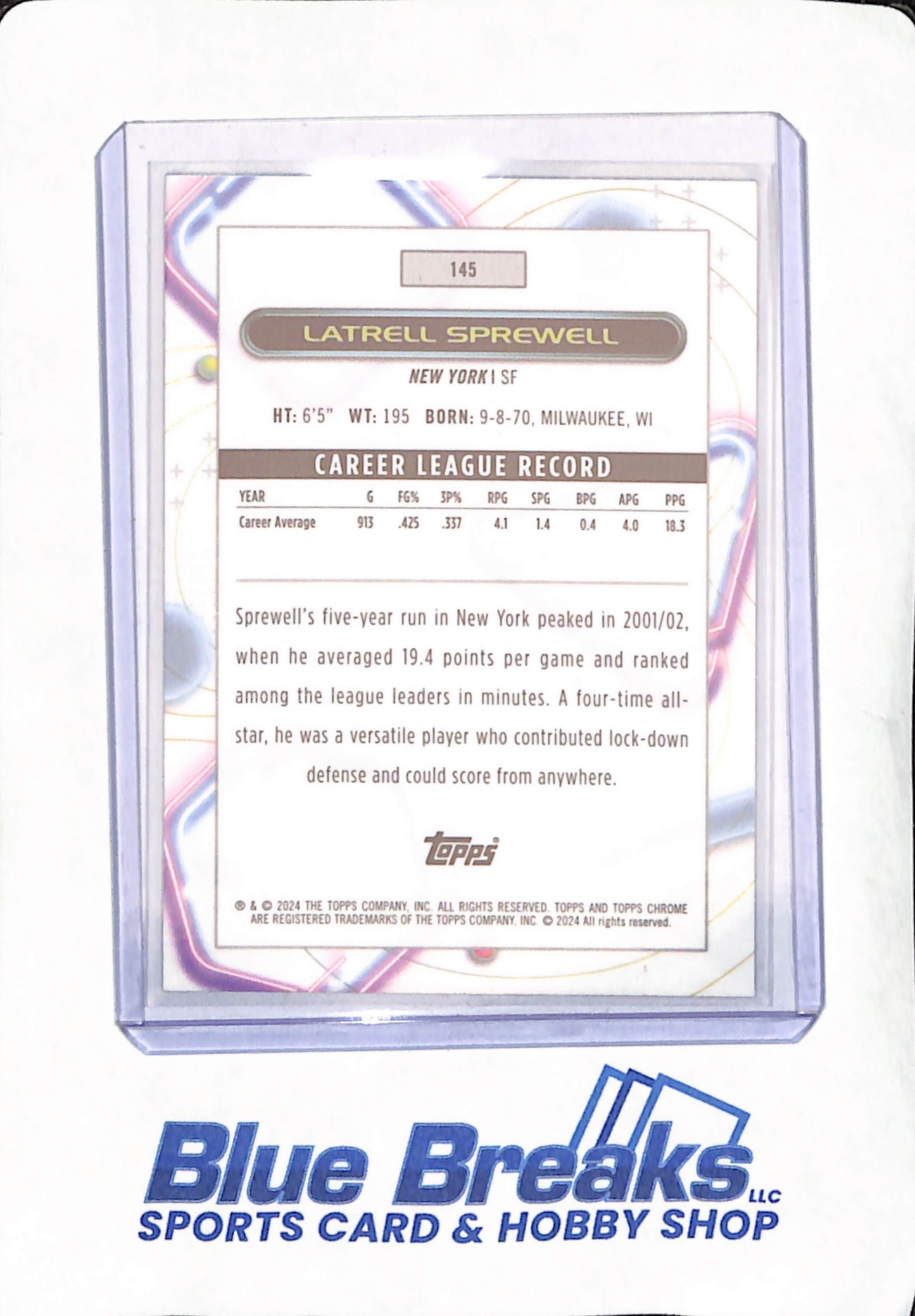 2024 Topps Chrome Cosmic - Latrell Sprewell - New York Knicks - Basketball - Green - 23/75 - #145
