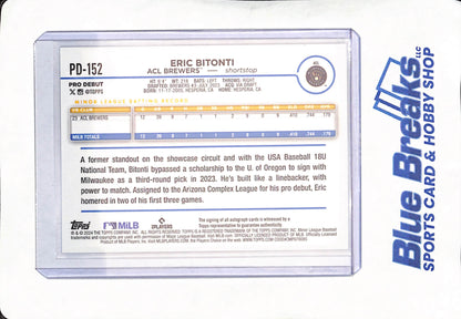 2024 Pro Debut - Eric Bitoni - Autograph - ACL Brewers - Baseball - #PD-152