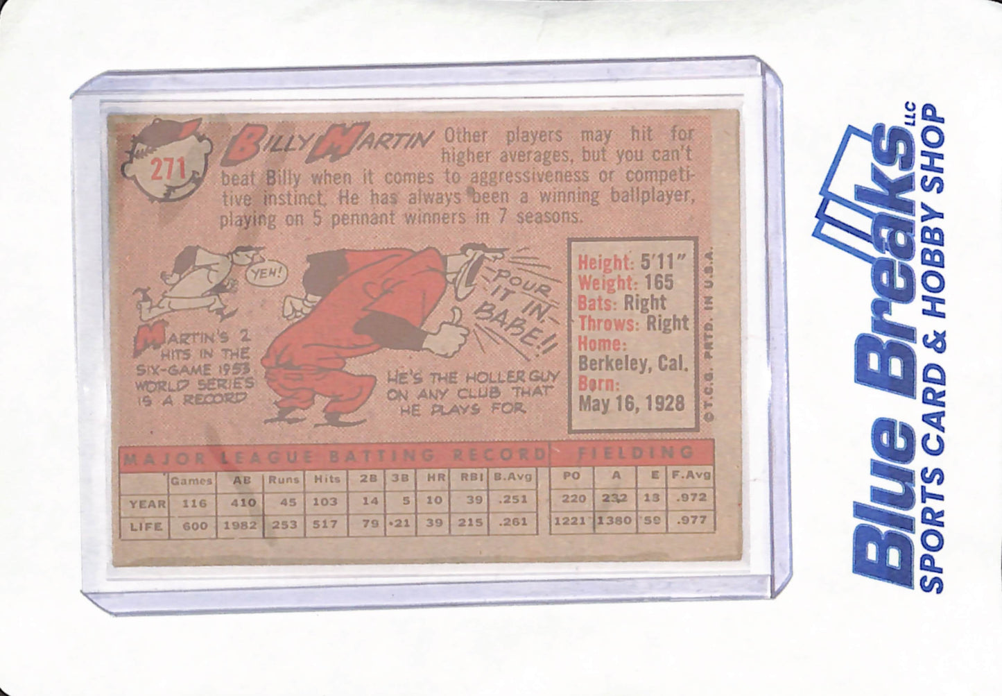 1958 Topps - Billy Martin - Detroit Tigers - Baseball - #271