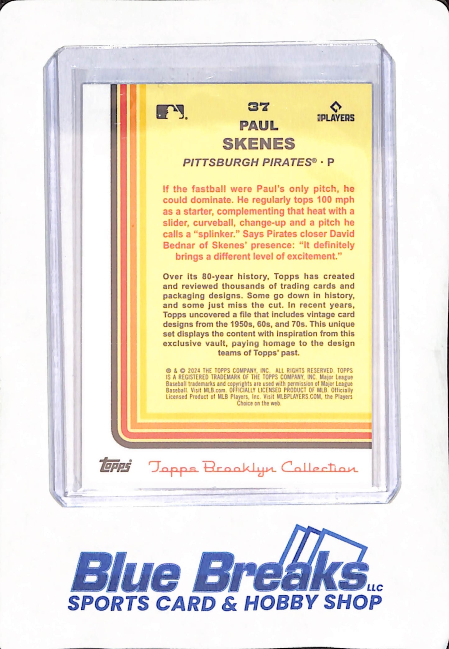 2024 Topps Brooklyn Collection - Paul Skenes - Pittsburgh Pirates - Baseball - RC - #37
