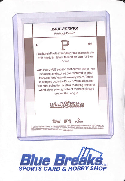 2024 Topps Black & White - Paul Skenes - Pittsburgh Pirates - Baseball - #66
