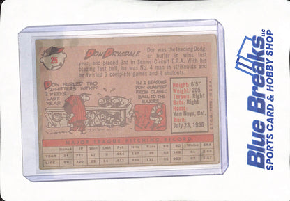 1958 Topps - Don Drysdale - Los Angeles Dodgers - Baseball - #25