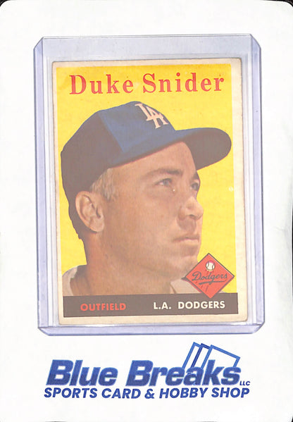 1958 Topps - Duke Snider - Los Angeles Dodgers - Baseball - #88