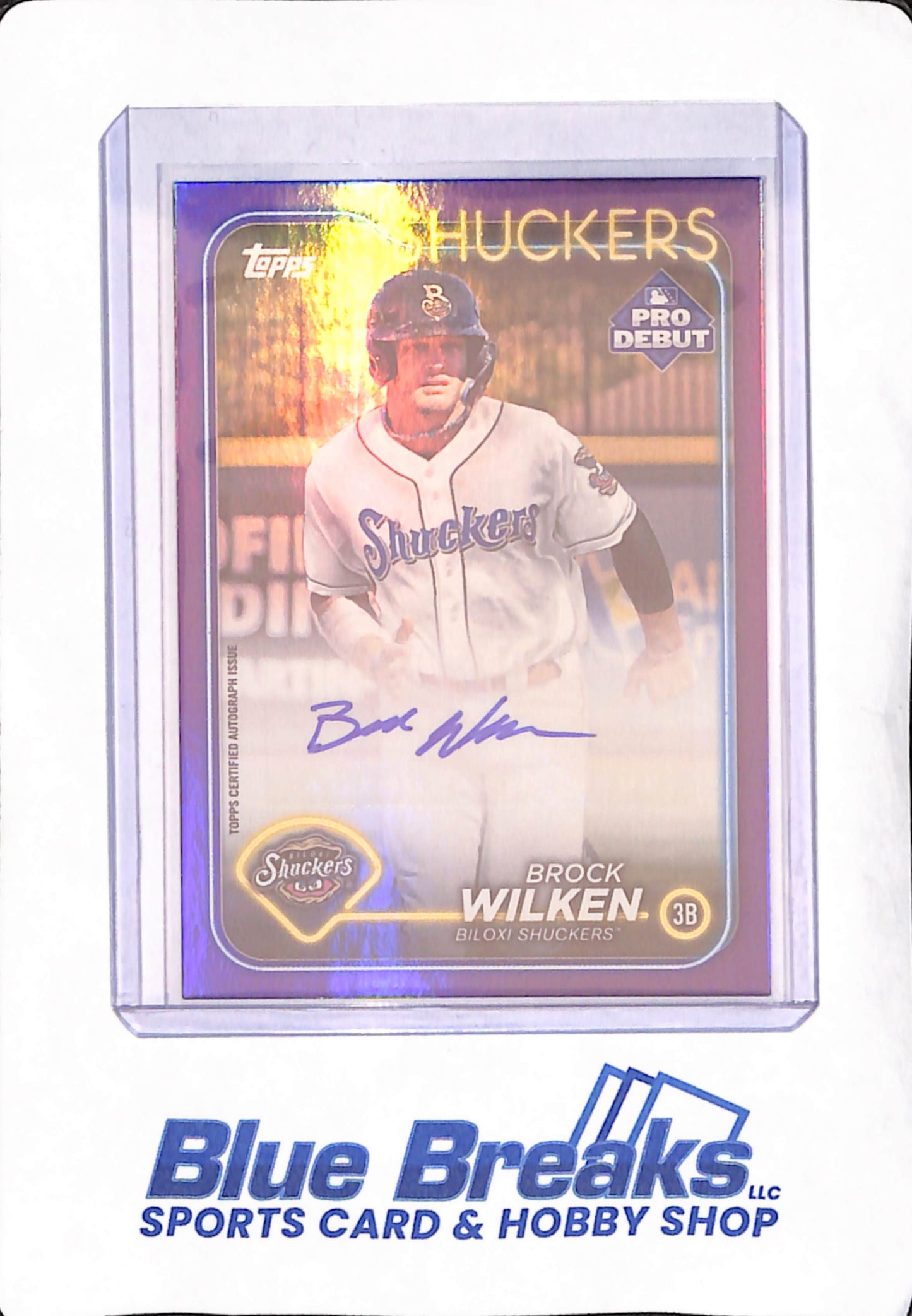 2024 Pro Debut - Brock Wilken - Autograph - Biloxi Shuckers - Baseball - Purple Chrome - 200/299 - #PD-57