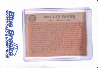 1962 Topps - Sporting News - All Star - Willie Mays - San Francisco Giants - Baseball - #395