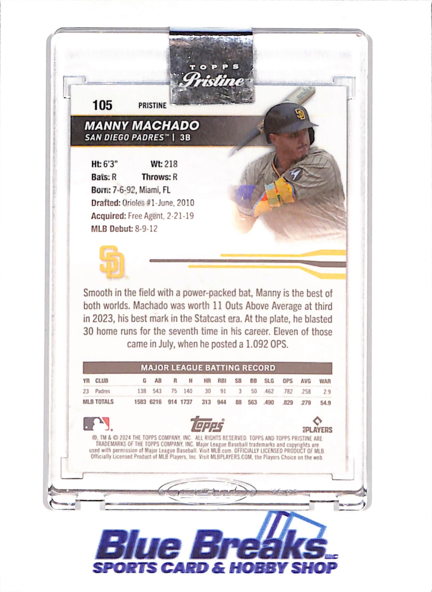 2024 Topps Pristine - Manny Machado - 47/75 - Blue - San Diego Padres - Baseball - #105