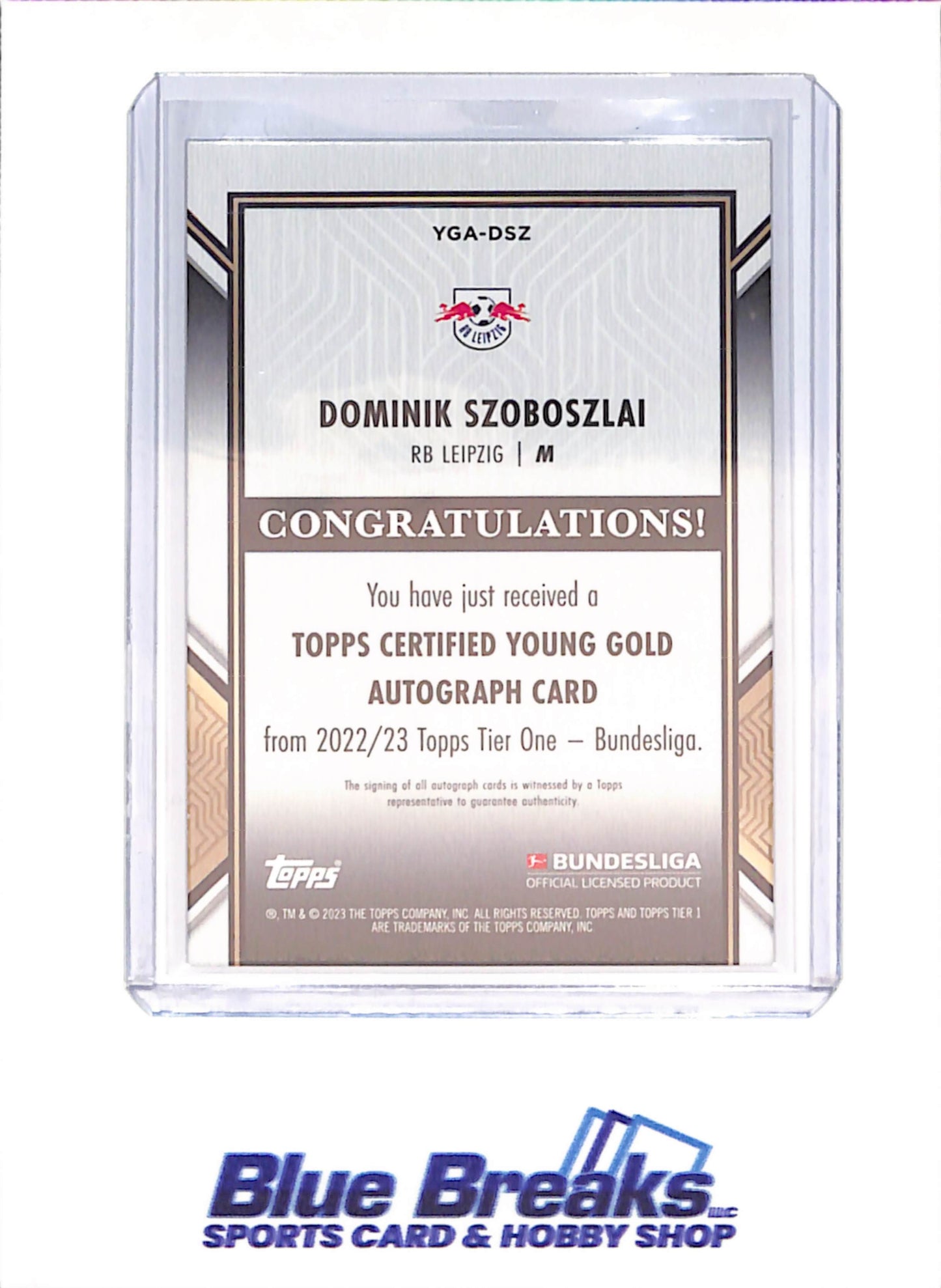 2022-2023 Topps Tier 1 Bundesliga - Dominik Szoboszlai - Certified Young Gold Autograph - 90/120 - RB Leipzig - Soccer - #YGA-DSZ
