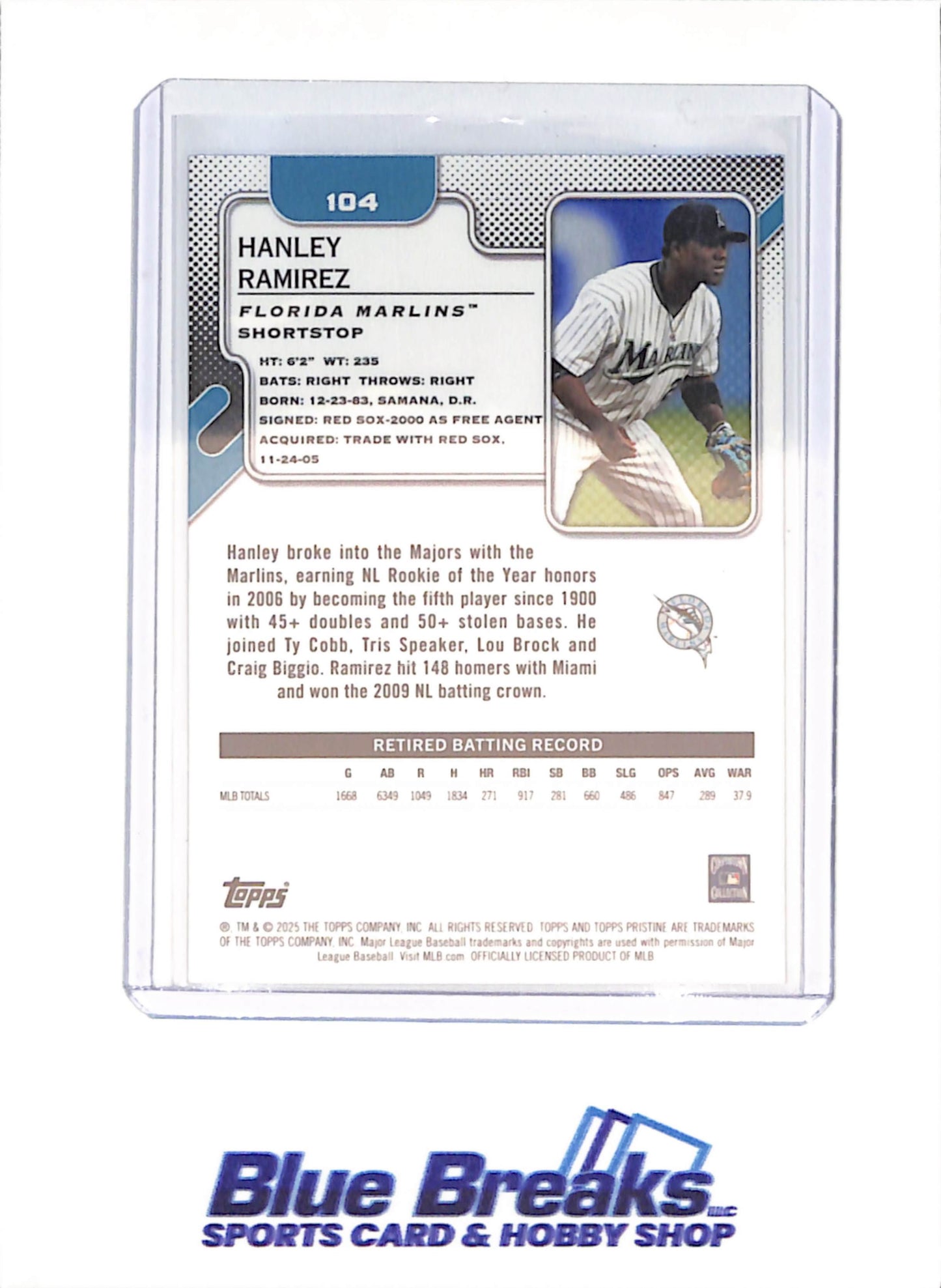 2025 Topps Pristine - Hanley Ramirez - 8/75 - Florida Marlins - Baseball - #104