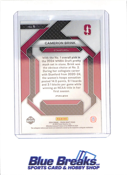 2024 Panini Prim Draft Picks - Cameron Brink -  RC - New Recruits - Stanford - WNBA - Basketball - #5