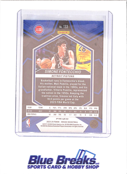 2023-24 Panini Mosaic - Simone Fontecchio - Blue - Detroit Pistons - Basketball - #133