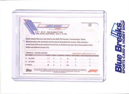 2021 Topps Chrome F1 - Lando Norris - X-factor - 17/50 - McLaren - Formula 1 - #22