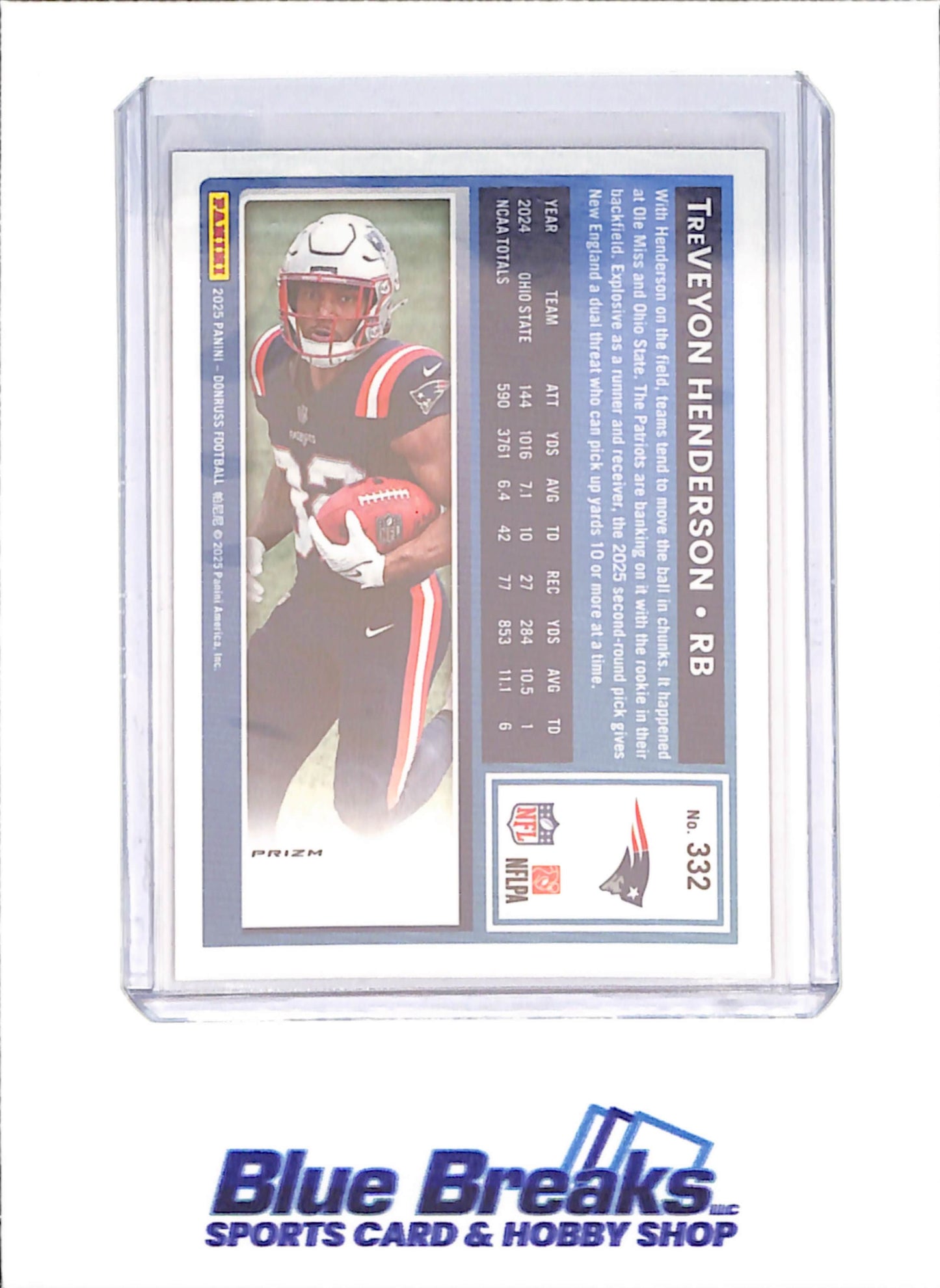 2025 Panini Donruss Optic - TreVeyon Henderson - Red Wave - Rated Rookie - New England Patriots - Football - #332