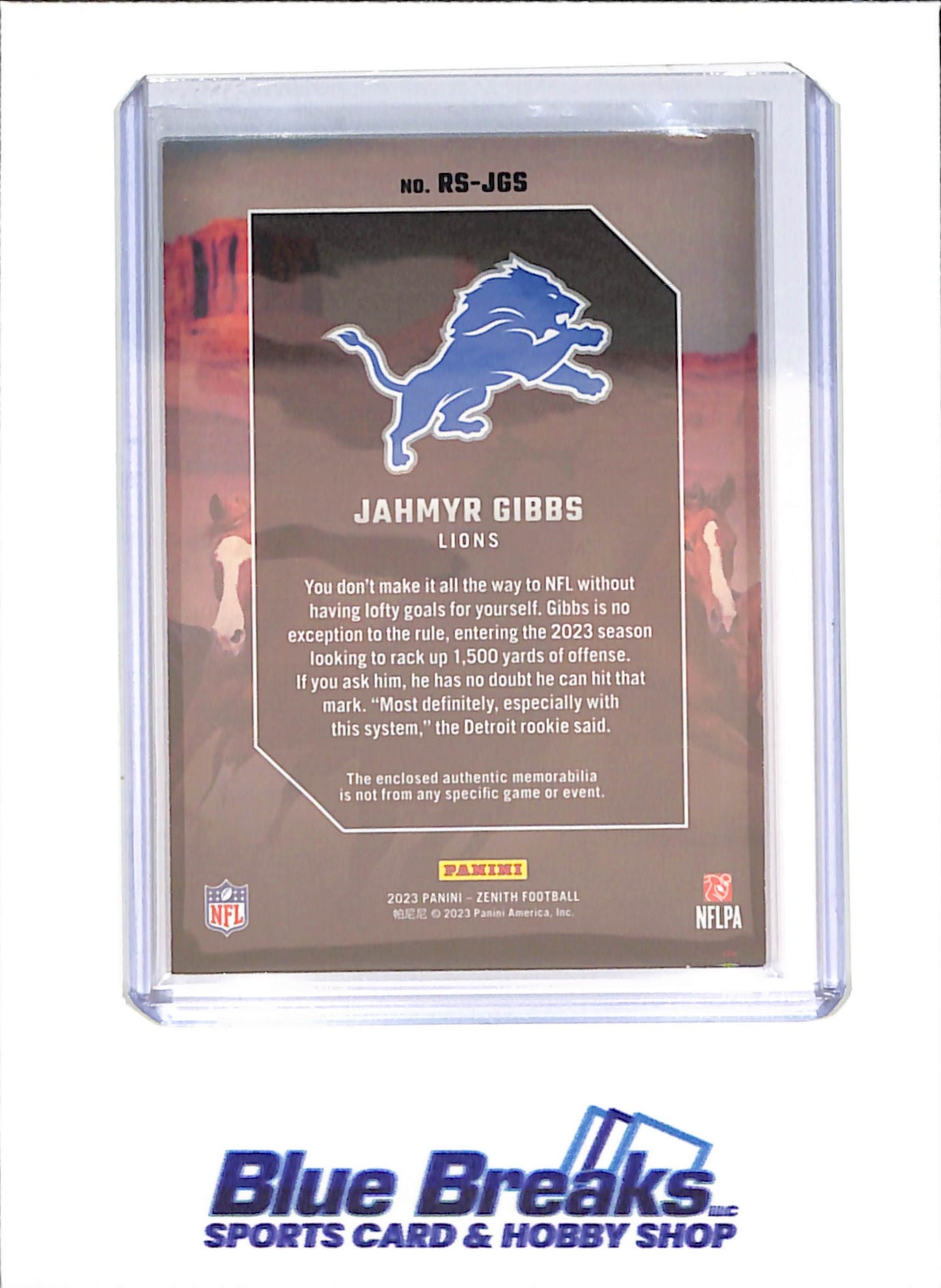 2023 Panini Zenith - Jahmyr Gibbs - Rookie Stallions - Relic - Detroit Lions - Football - #RS-JGS