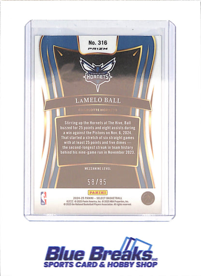 2024-25 Panini Select - LaMelo Ball - 58/85 -  Charlotte Hornets - Basketball - #316