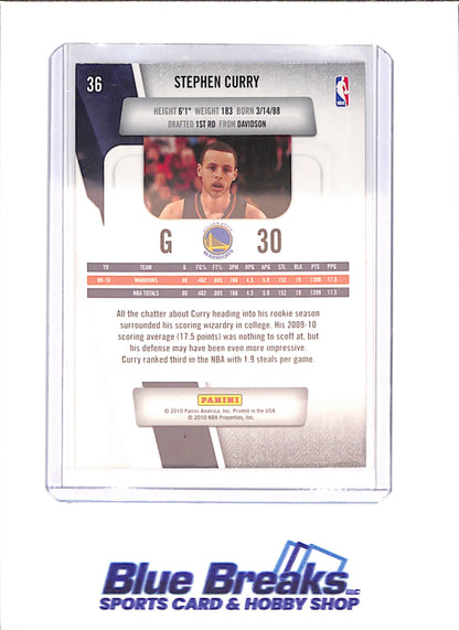 2010-11 Panini Prestige - Stephen Curry - Golden State Warriors - Basketball - #36