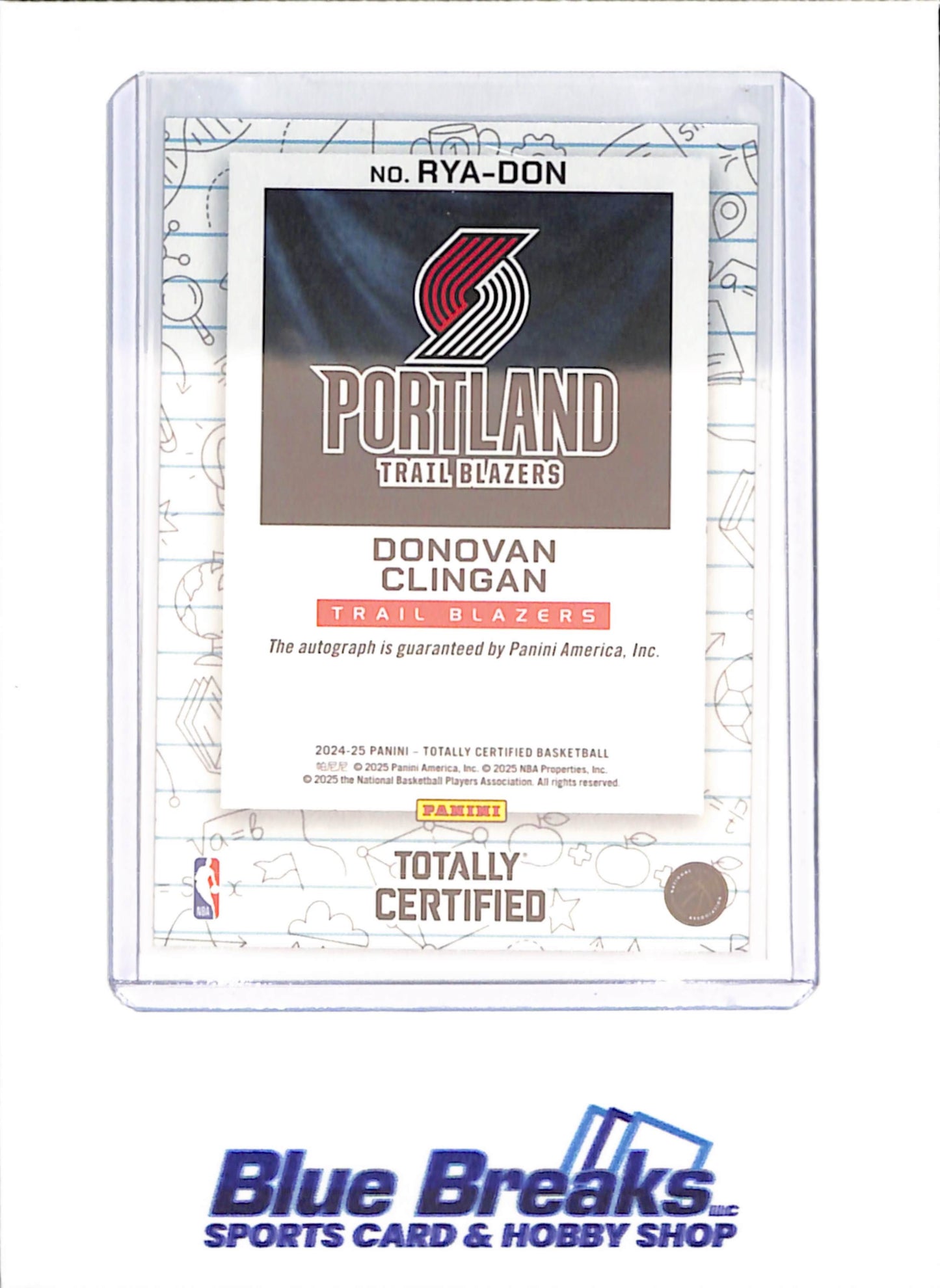 2024-25 Panini Totally Certified - Donovan Clingan - Rookie Yearbook Autograph - Portland Trail Blazers - Basketball - #RYA-DON