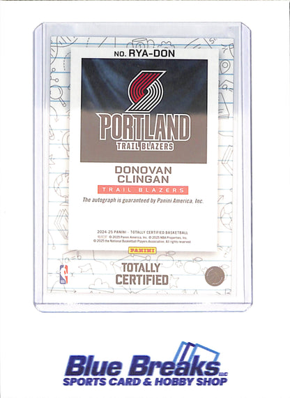 2024-25 Panini Totally Certified - Donovan Clingan - Rookie Yearbook Autograph - Portland Trail Blazers - Basketball - #RYA-DON