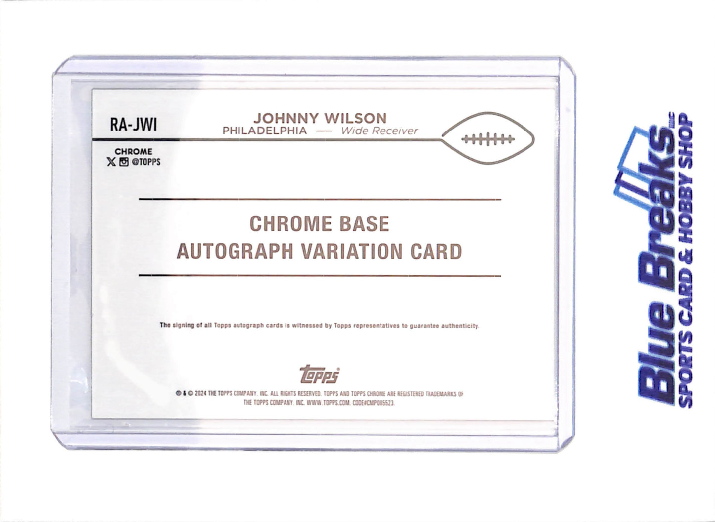 2024 Topps Chrome - Johnny Wilson - Chrome Base Autograph - Yellow X-fractor - 39/75 - RC - Philadelphia Eagles - Football - #RA-JWI