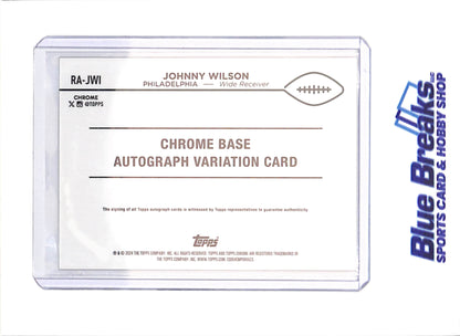 2024 Topps Chrome - Johnny Wilson - Chrome Base Autograph - Yellow X-fractor - 39/75 - RC - Philadelphia Eagles - Football - #RA-JWI