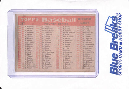1958 Topps - Chicago Cubs Team Card Checklist - Baseball - #327