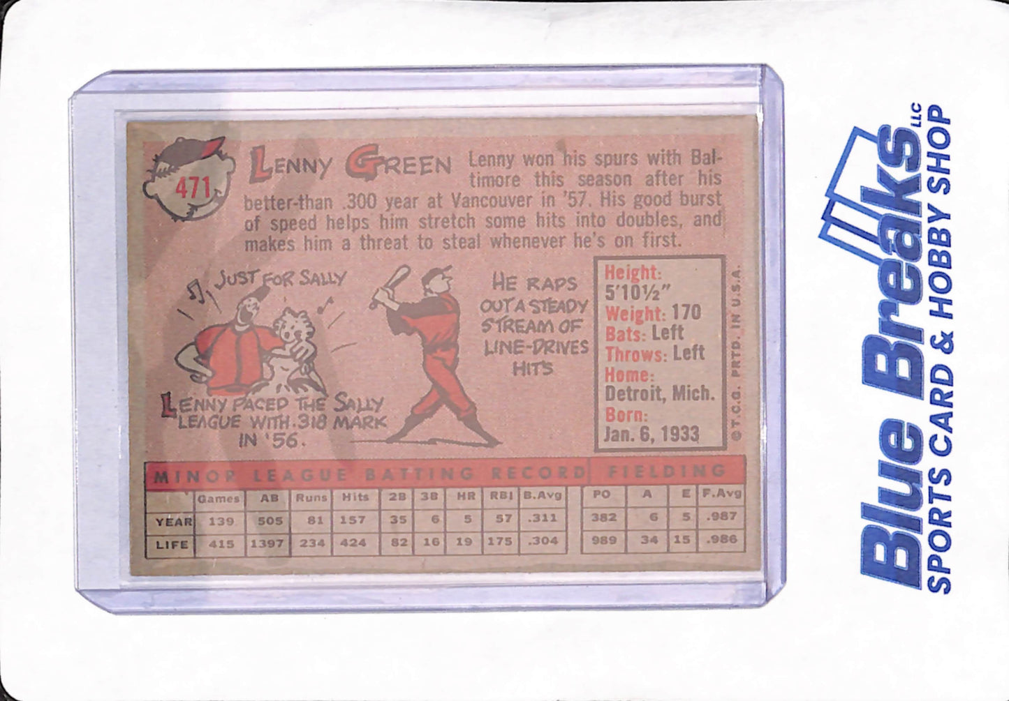 1958 Topps - Lenny Green - Baltimore Orioles - Baseball - #471