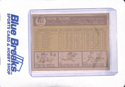 1961 Topps - Herb Score - Chicago White Sox - Baseball - #185