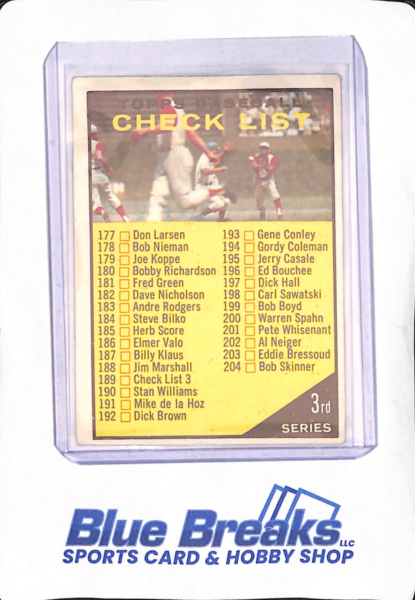 1961 Topps - 3rd Series Checklist - Baseball - #189