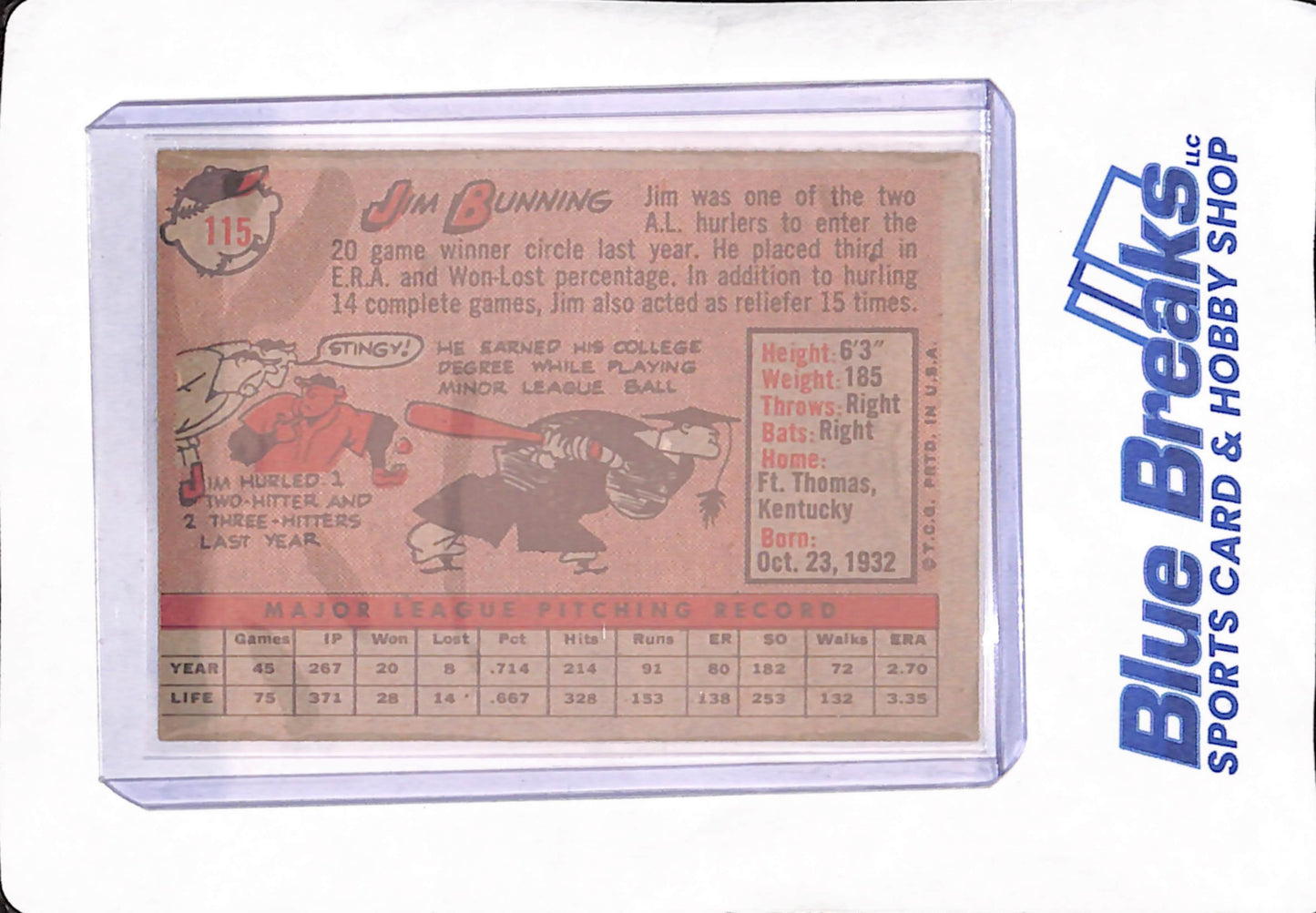 1958 Topps - Jim Bunning - Detroit Tigers - Baseball - #115
