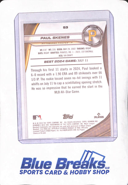 2024 Bowman's Best - Paul Skenes - Pittsburgh Pirates - RC - Baseball - #53
