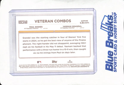 2024 Topps Chrome Sapphire - Veteran Combos - Paul Skenes - Yasmani Grandal - Pittsburgh Pirates - #USC160