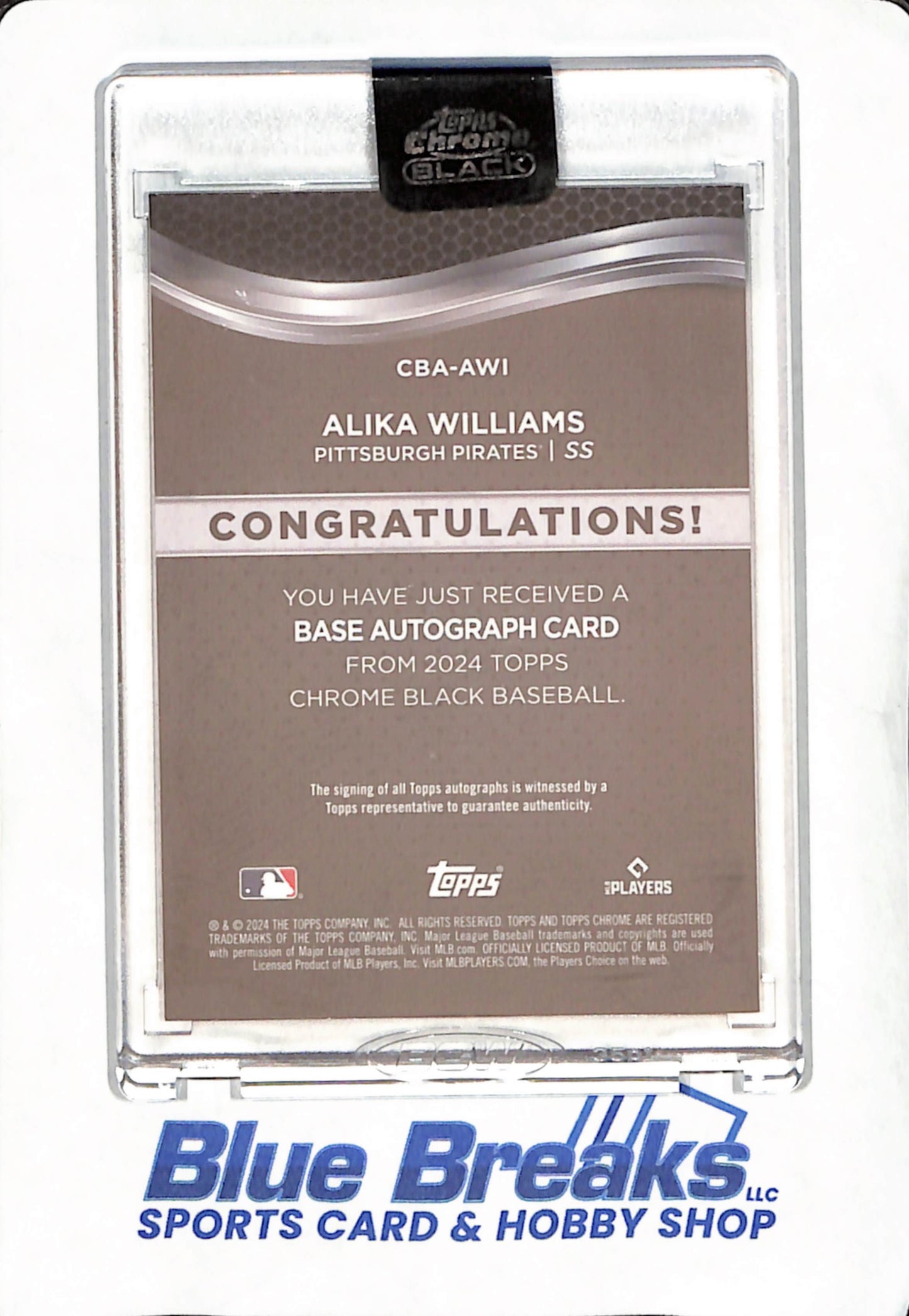 2024 Topps Chrome Black - Alika Williams - Autograph - Pittsburgh Pirates - Baseball - Green - 81/99 - RC - #CBA-AW1