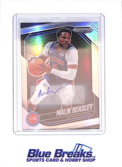 2024-25 Panini Prizm Black - Malik Beasley - Autograph - Detroit Pistons - Basketball - #36