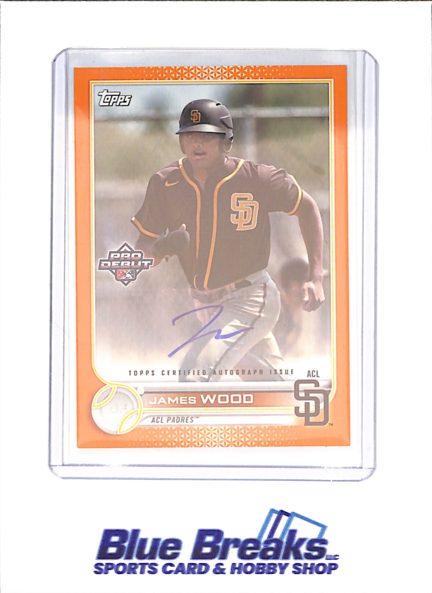 2022 Topps Pro Debut - James Wood - Autograph - Orange - 12/25 - San Diego Padres - Baseball - #PD-132