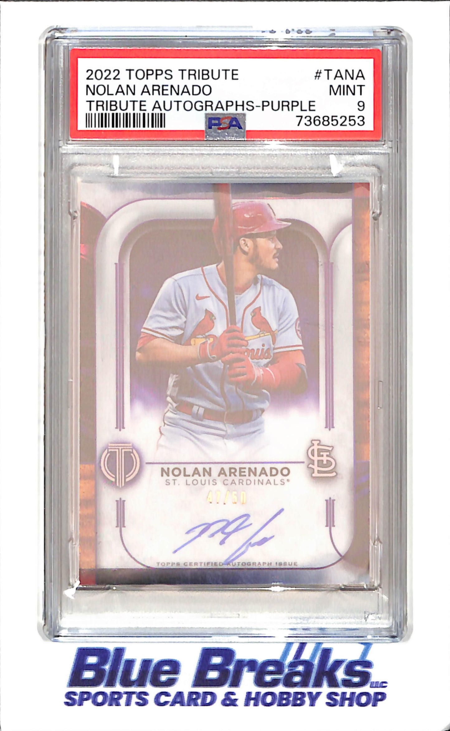 2022 Topps Tribute - Nolan Arenado - Tribute Autographs - Purple - 47/50 - PSA 9 - St Louis Cardinals - Baseball #TA-NA