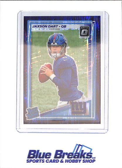 2025 Panini Donruss Optic - Jaxson Dart - Purple Shock - Rated Rookie - New York Giants - Football - #273