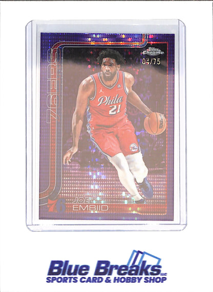 2025 Topps Chrome - Joel Embiid - Purple Pulsar - 4/75 - Philadelphia 76ers - Basketball - #149