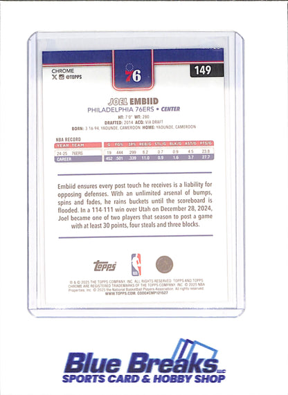 2025 Topps Chrome - Joel Embiid - Purple Pulsar - 4/75 - Philadelphia 76ers - Basketball - #149