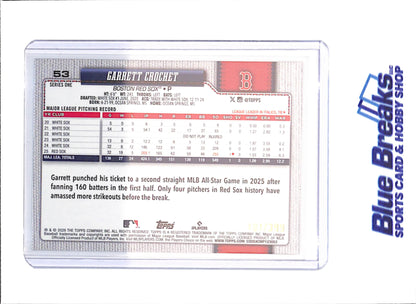 2026 Topps - Garrett Crochet - Yellow Glitter - 181/399 - Boston Red Sox - Baseball - #53