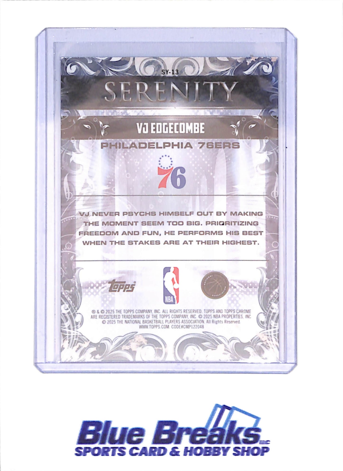 2025 Topps Chrome - VJ Edgecombe - Serenity - Raywave Refractor - RC - Philadelphia 76ers - Basketball - #SY-13
