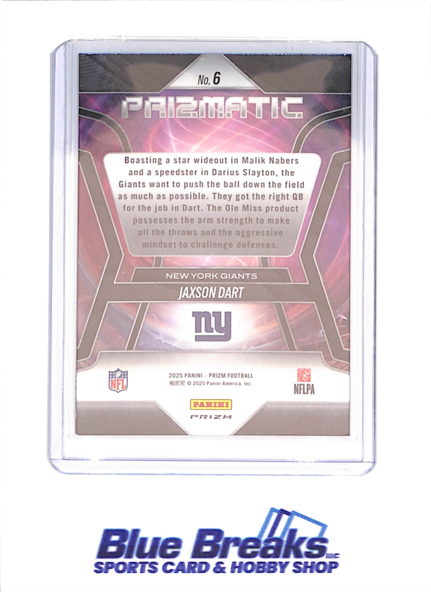 2025 Panini Prizm - Jaxson Dart - Prismatic - Green Ice - RC - New York Giants - Football - #6