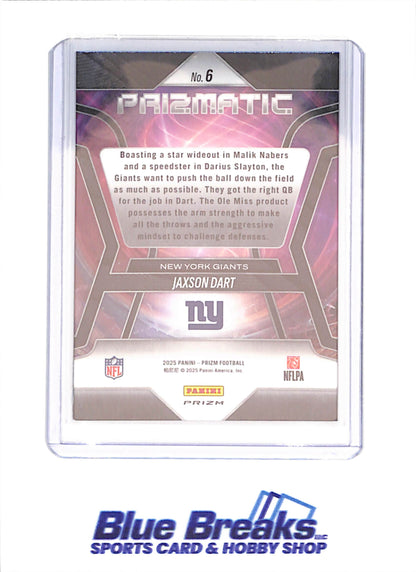 2025 Panini Prizm - Jaxson Dart - Prismatic - Green Ice - RC - New York Giants - Football - #6